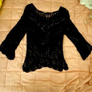 Black Crochet Top (Medium fit)